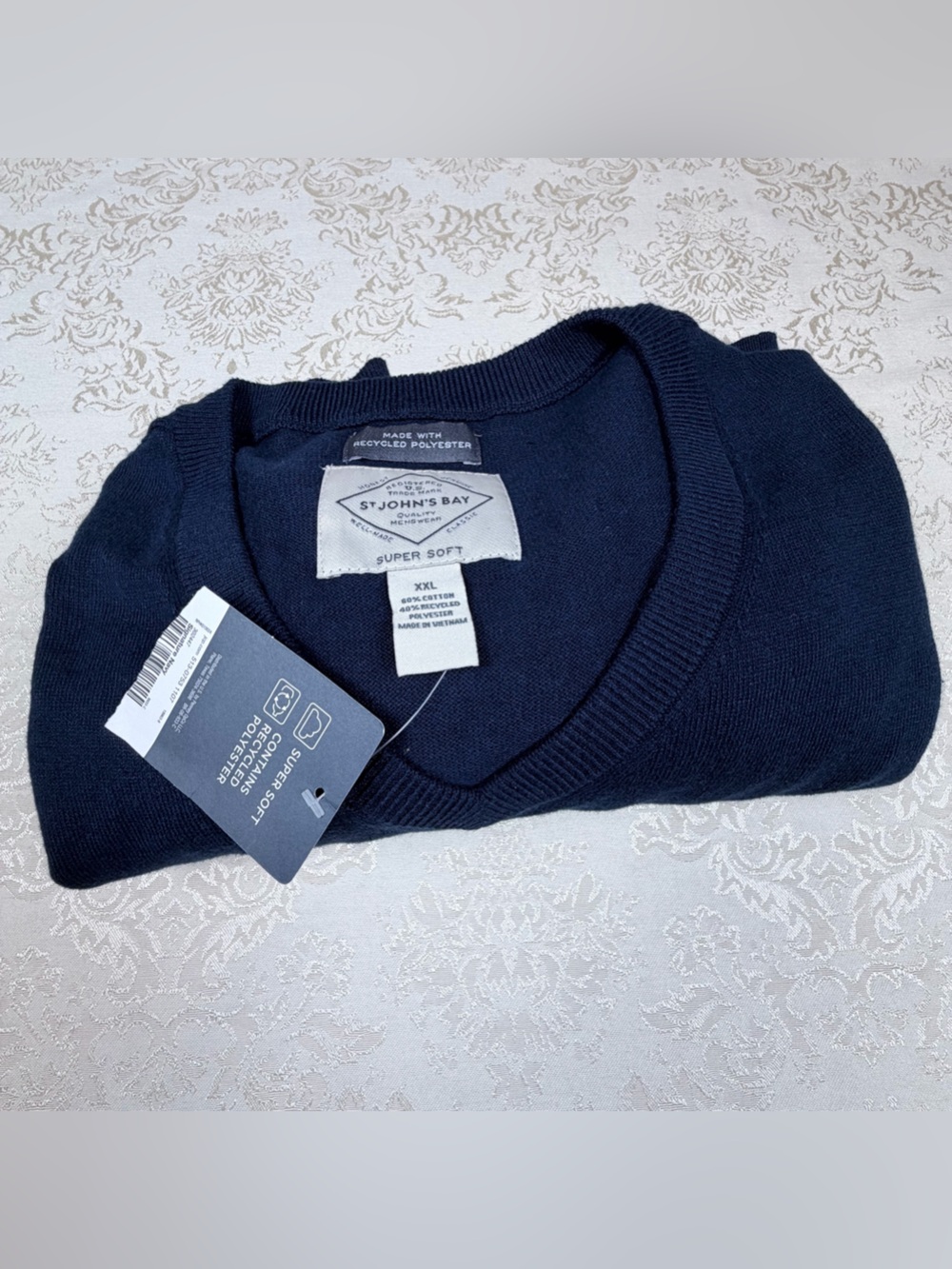 St. John's Bay Men's Dark Navy V-neck Sweater, XXL, NWT